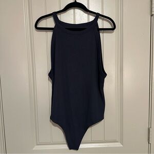 Navy Blue Ribbed Bodysuit